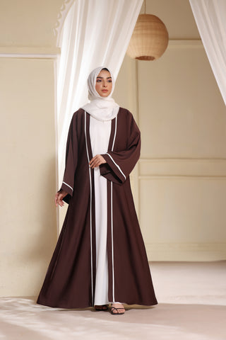 Premium Kimona Abaya In Dark Brown
