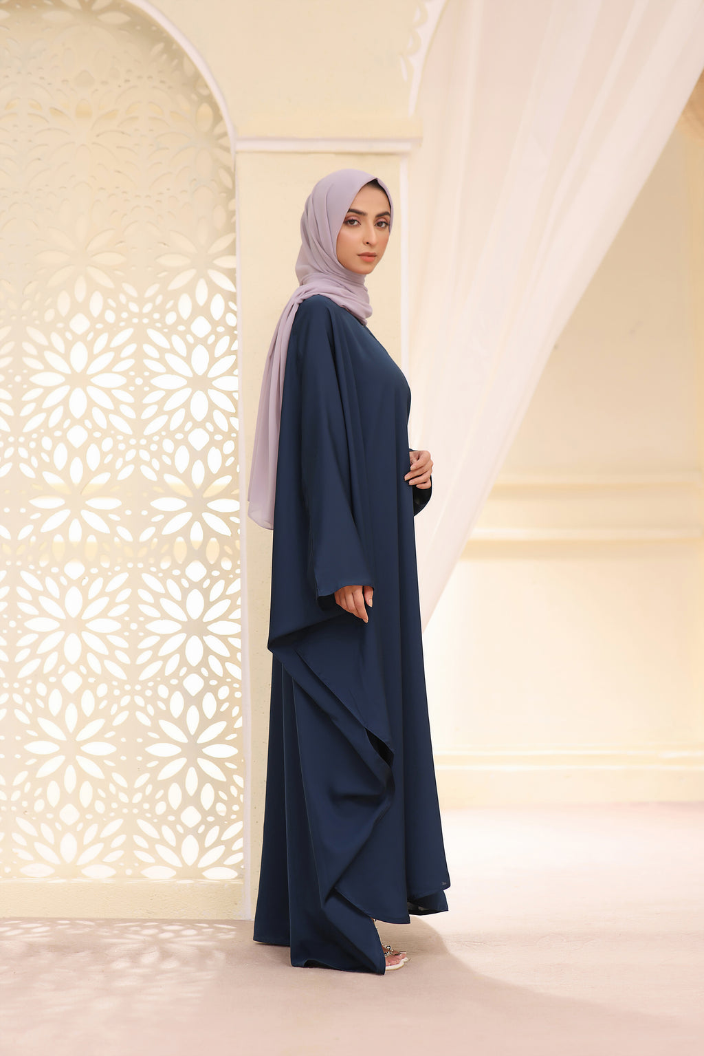 Classic Butterfly Abaya In Cadet Blue