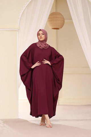 Classic Butterfly Abaya In Maroon