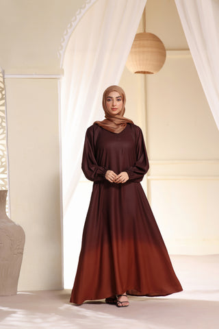 Luxe Shimmer Abaya In Caramel Brown