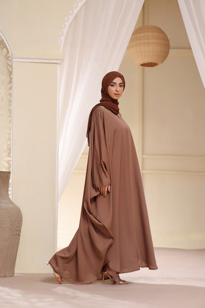 Classic Butterfly Abaya In Warm Brown