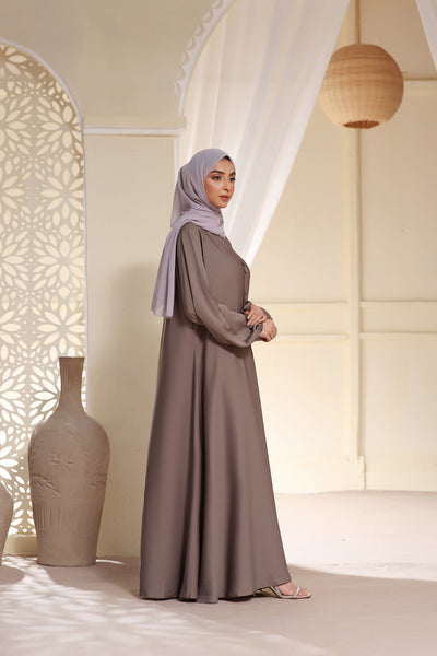 Button Detail Maxi Abaya In Oyester