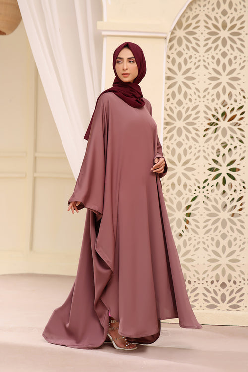Classic Butterfly Abaya In Rose Mauve