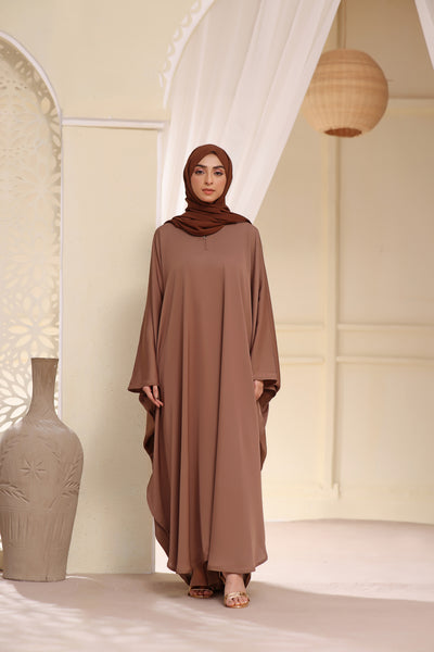Classic Butterfly Abaya In Warm Brown