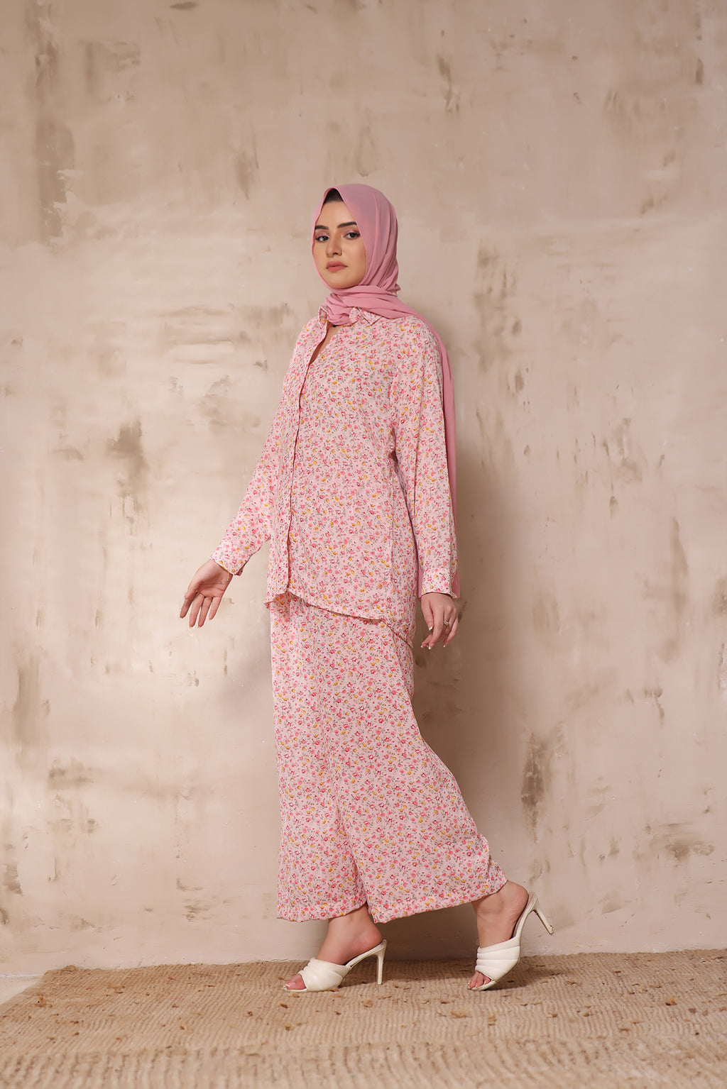 Printed Co-ord Set In Blush Pink
