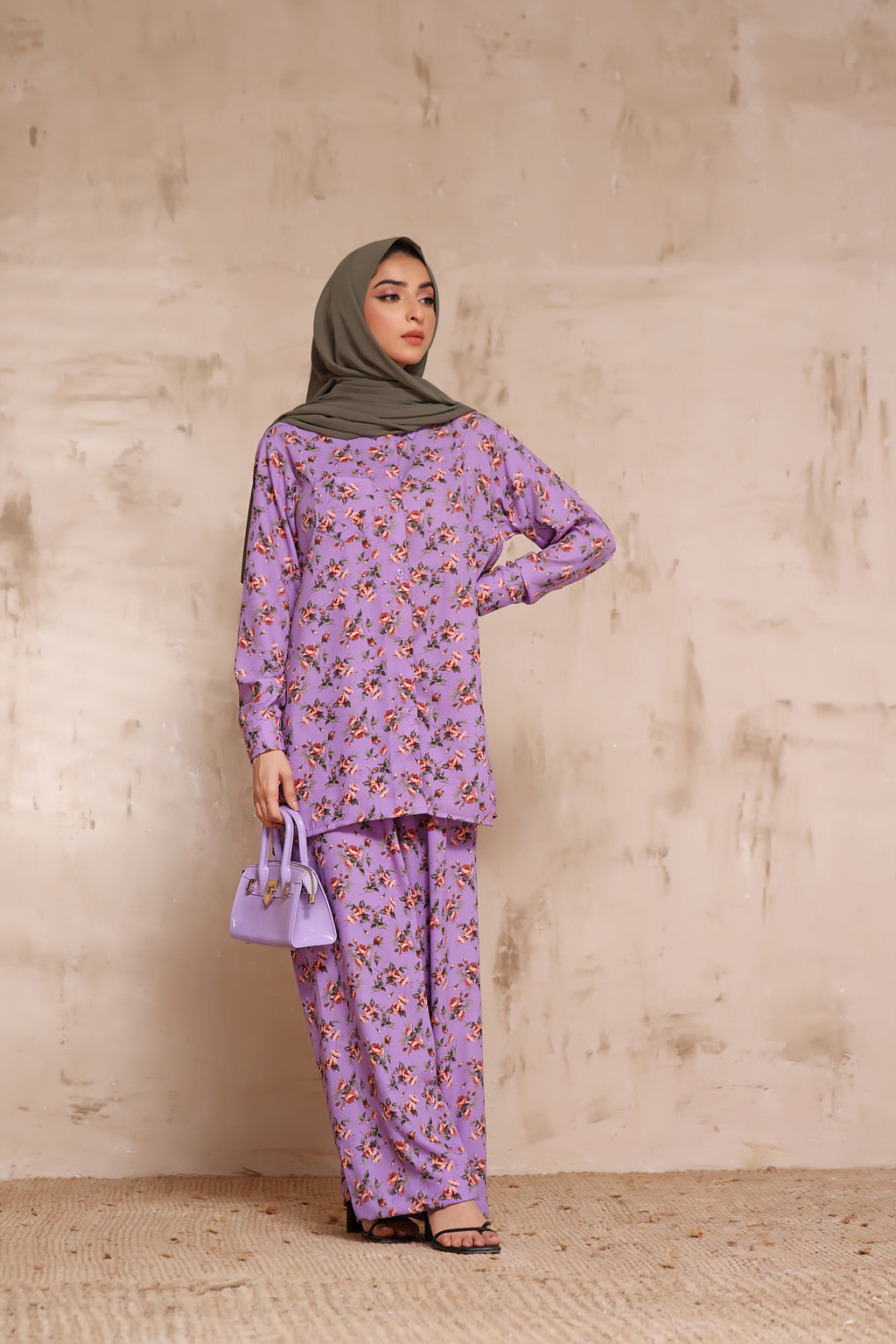 Printed Co-ord Set In Lavender