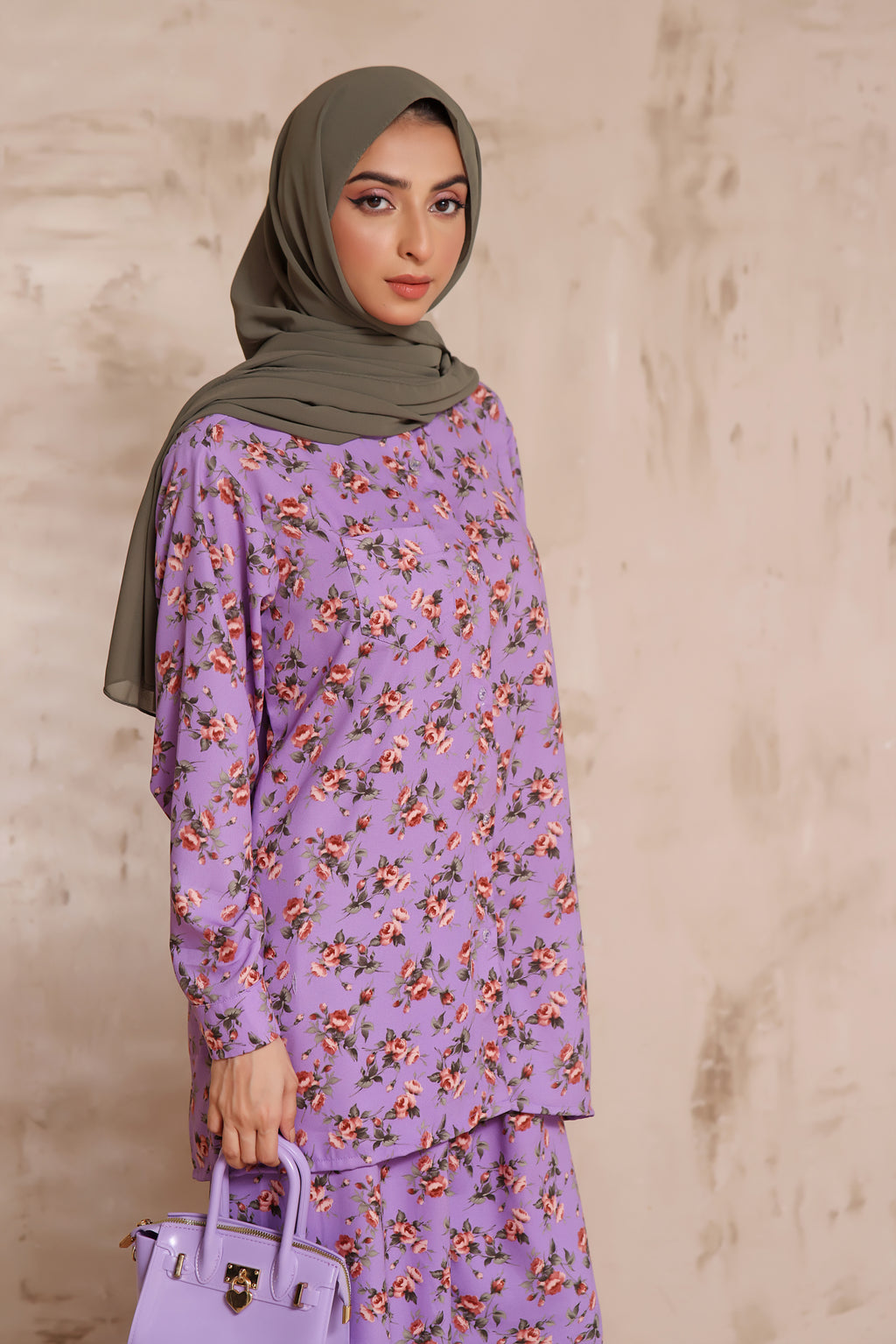 Printed Co-ord Set In Lavender