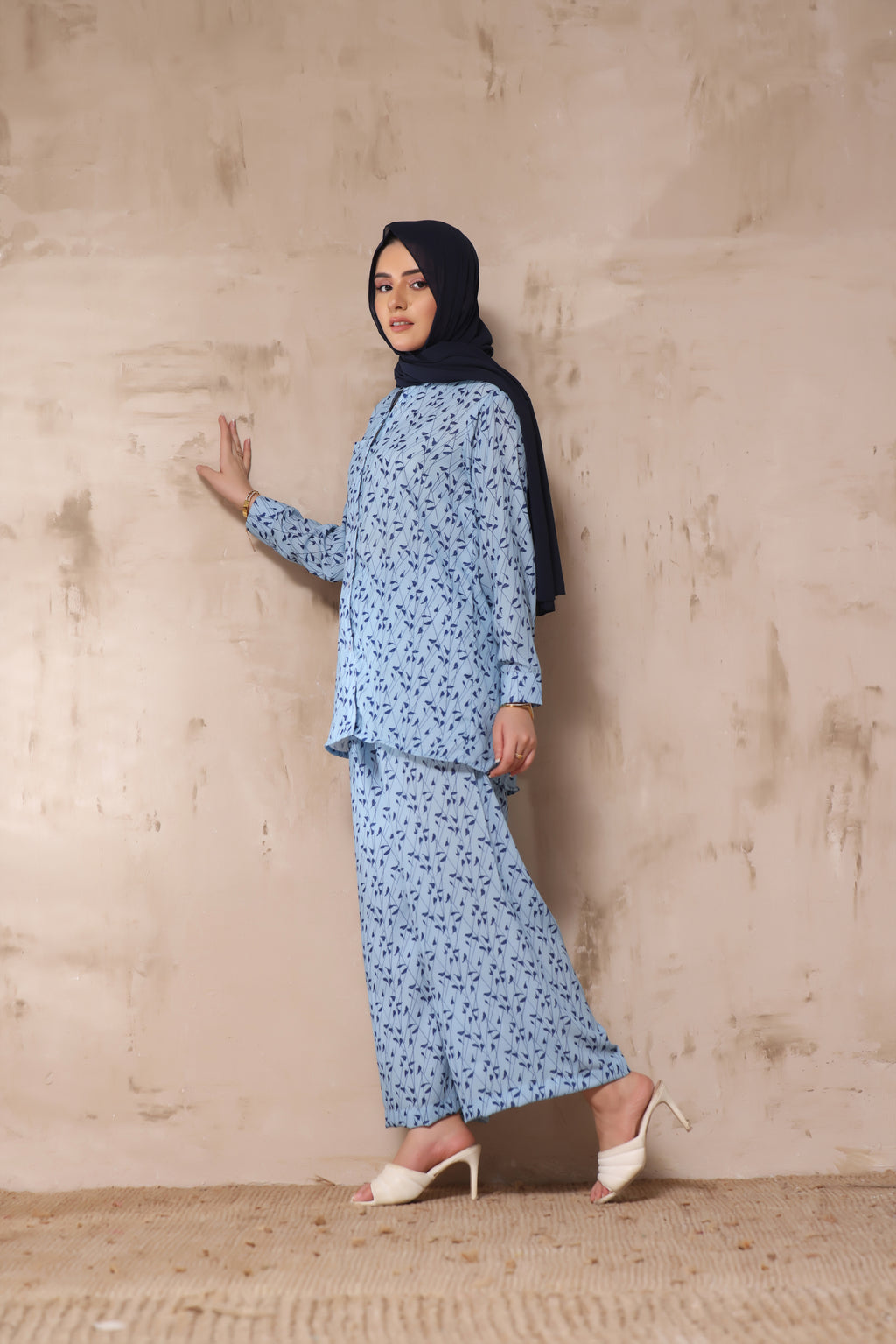 Printed Co-ord Set In Powder Blue