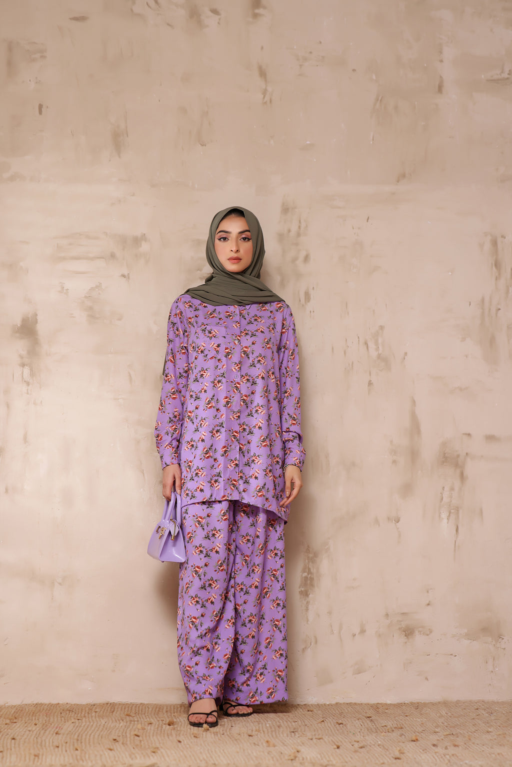 Printed Co-ord Set In Lavender