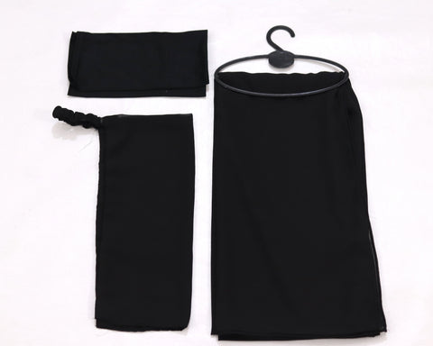 3 Pcs Hijab & Niqab Set - Black