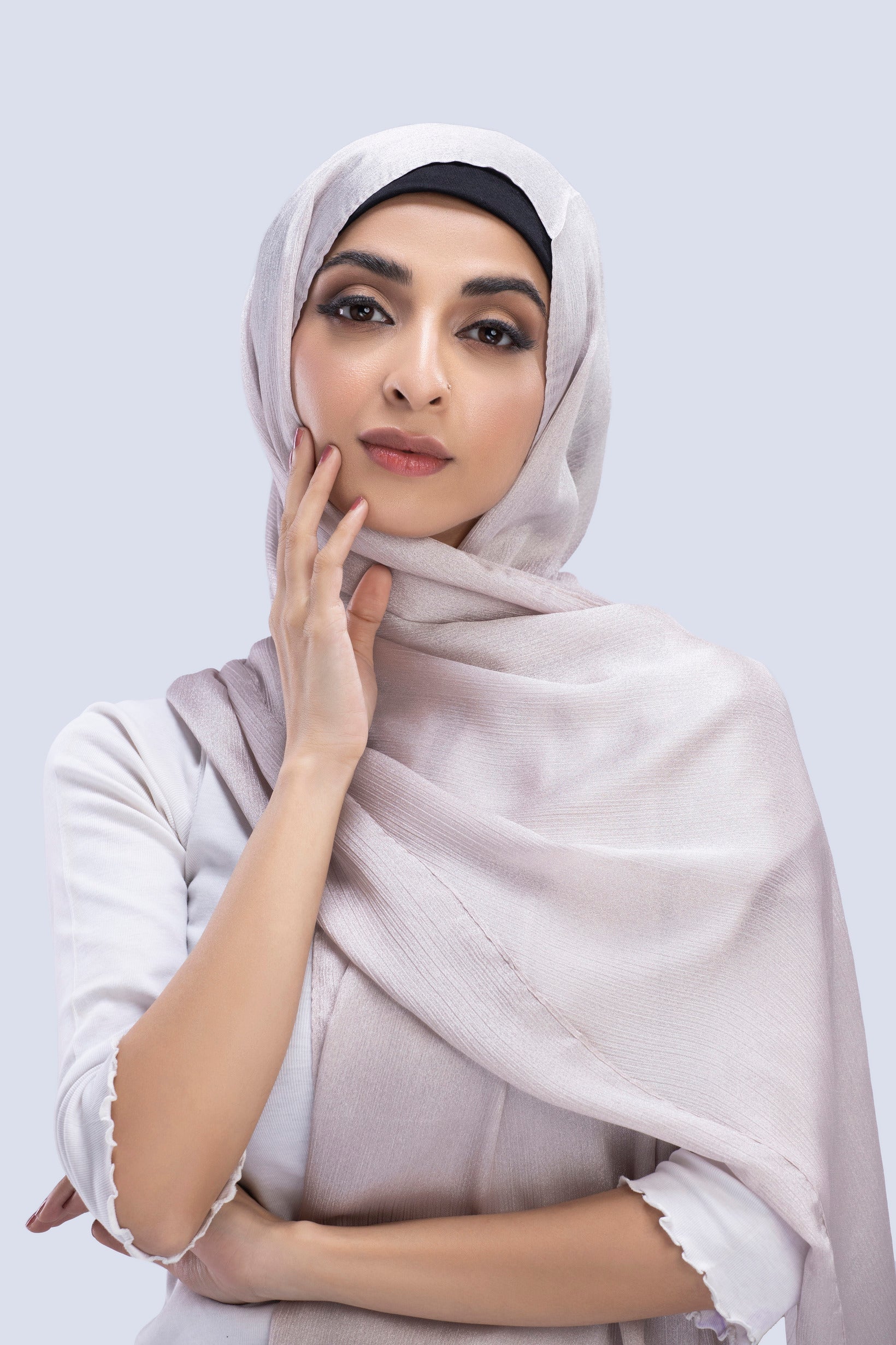 silver chiffon hijab