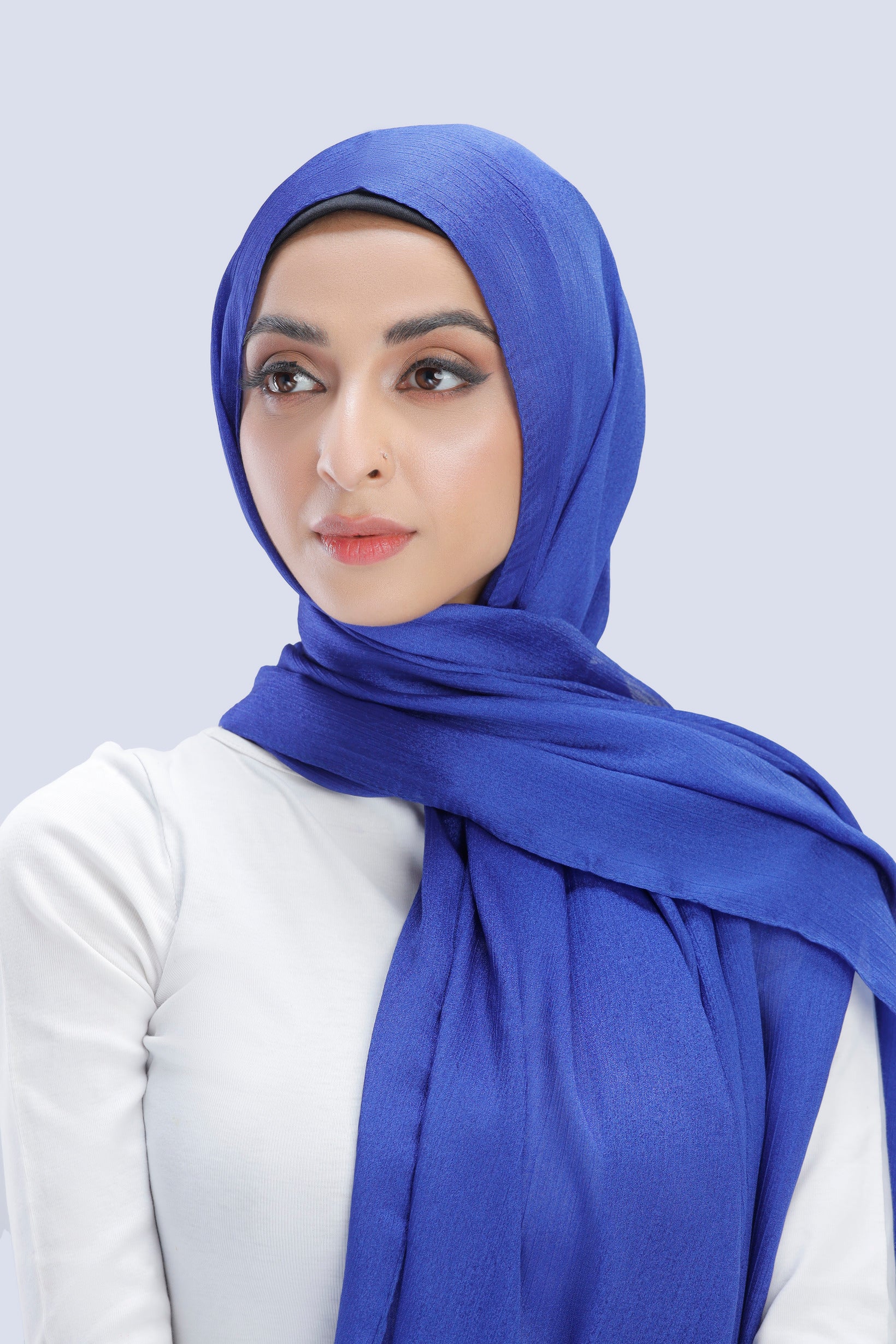 Metallic Chiffon Royal Blue Hijab Heaven Co