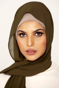 Plain Georgette - Olive Green