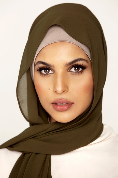 Plain Georgette - Olive Green