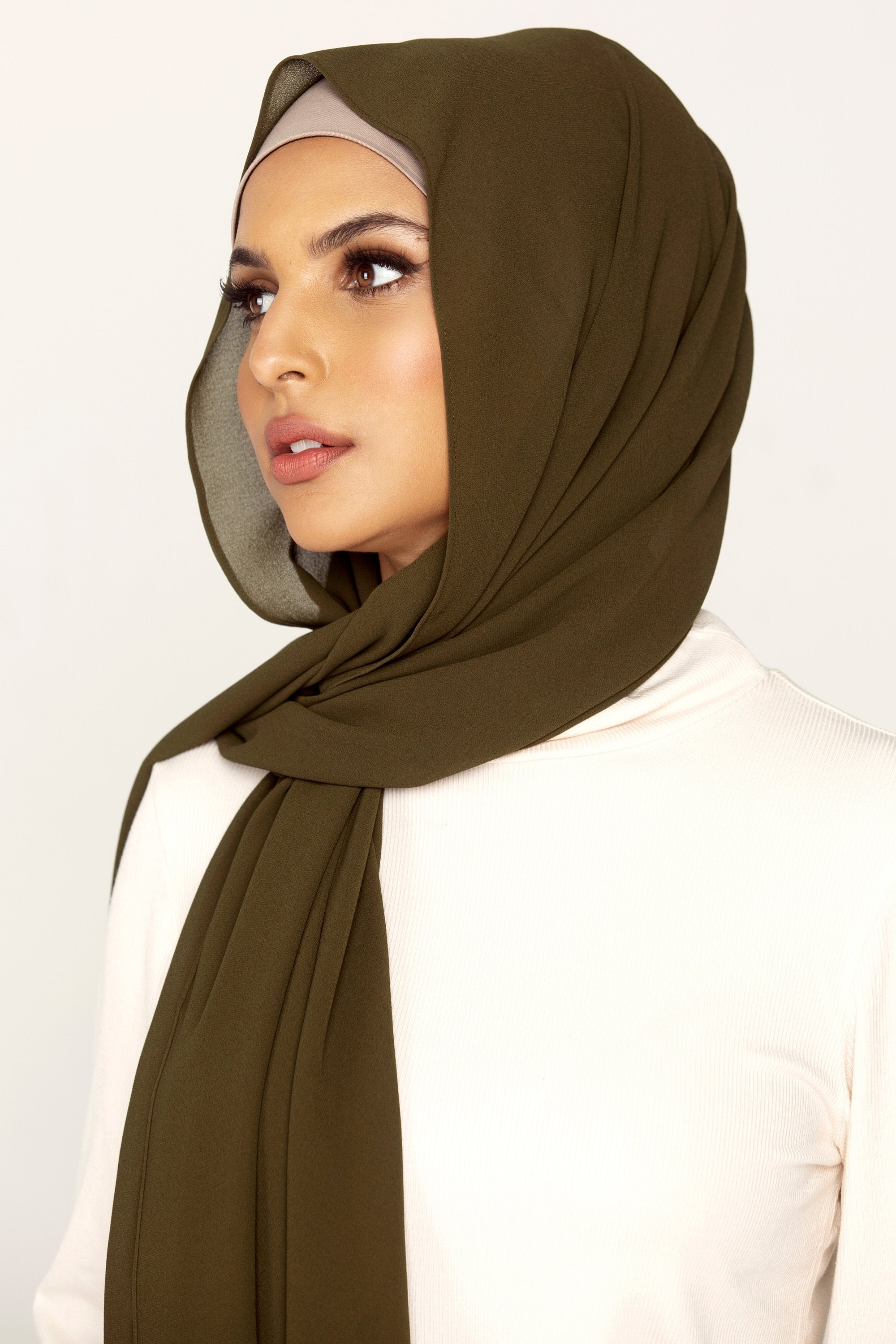 Plain Georgette - Olive Green