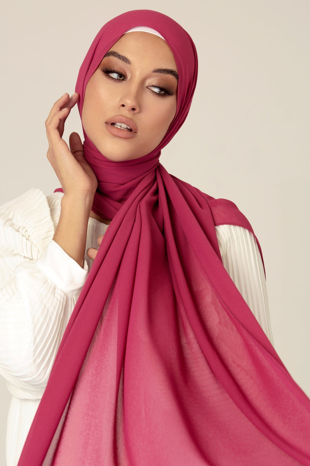 Plain Georgette - Fucshia Pink