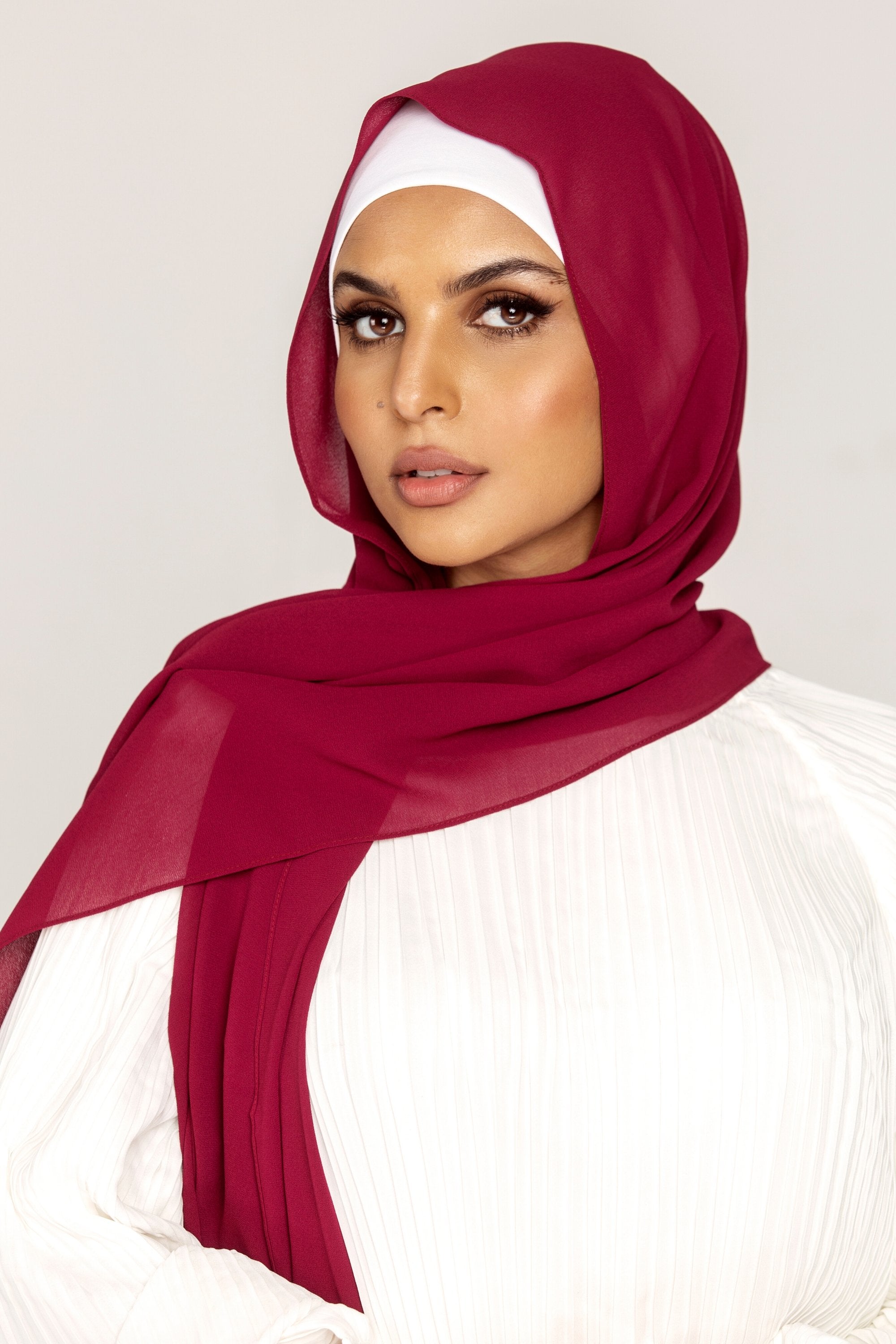 Plain Georgette - Cherry