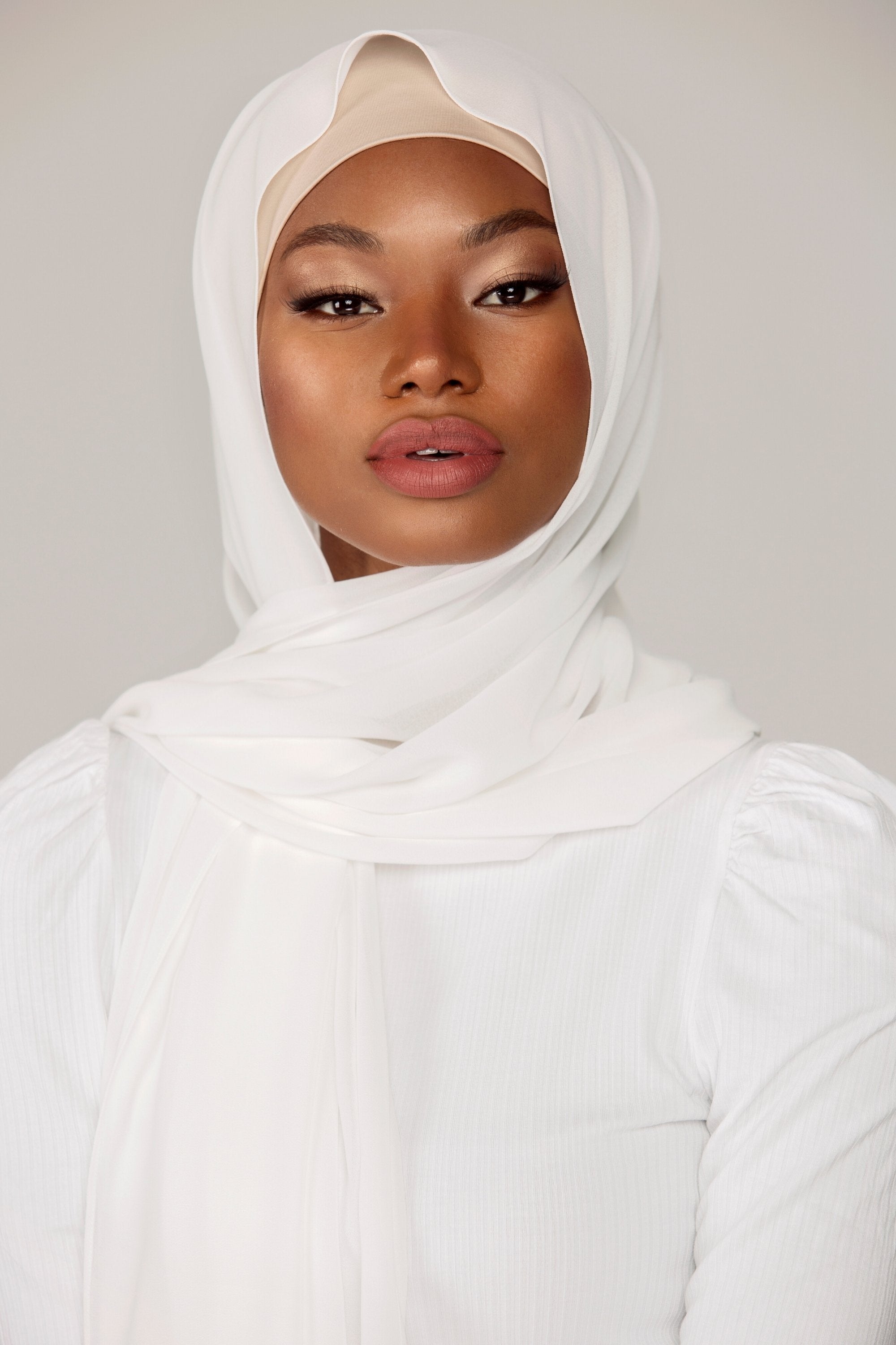 white georgette hijab
