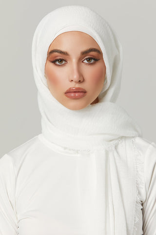 Soft Crinkle Hijabs- Pure White