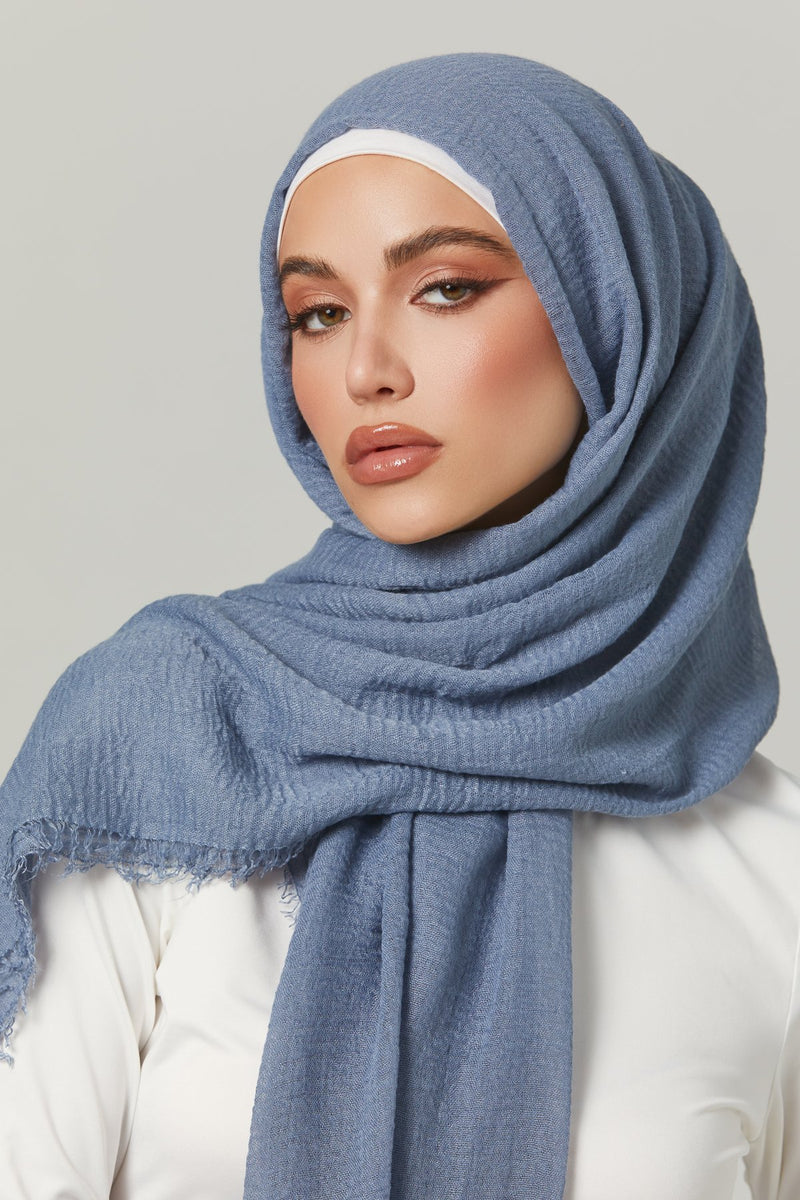 Soft Crinkle Hijabs- Space Blue – Hijab Heaven Co