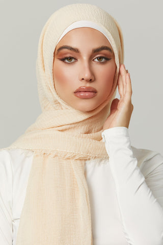 Soft Crinkle Hijabs- Cream