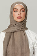 Soft Crinkle Hijabs- Khaki Grey
