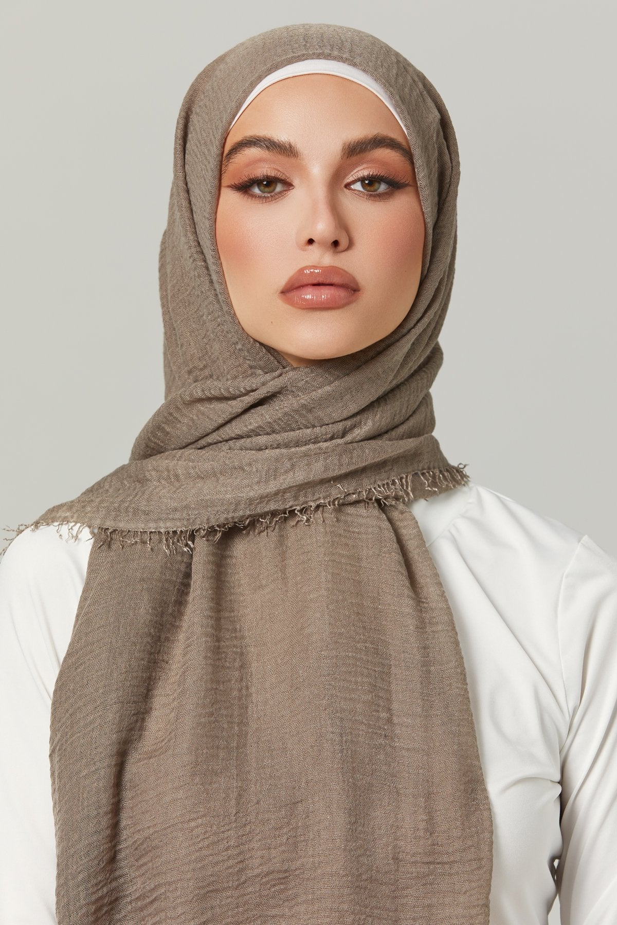 Soft Crinkle Hijabs- Khaki Grey