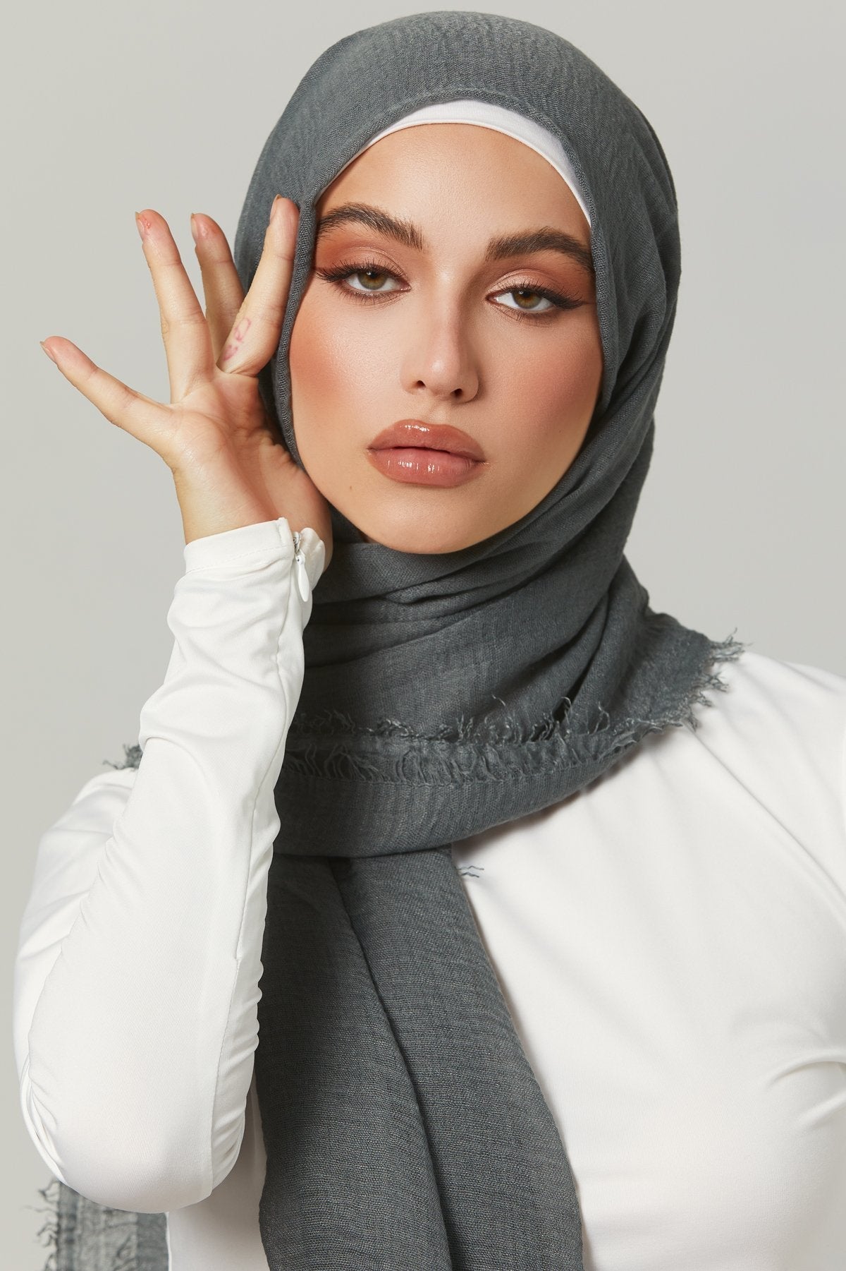 Soft Crinkle Hijabs - Charcoal