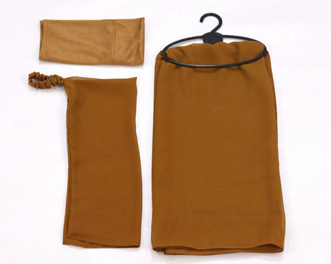 3 Pcs Hijab & Niqab Set - Mocha