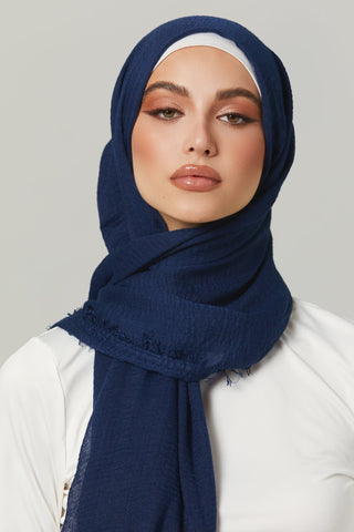 Soft Crinkle Hijabs- Navy Blue