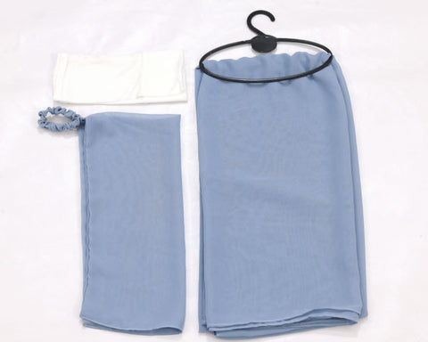 3 Pcs Hijab & Niqab Set - Pastel Blue