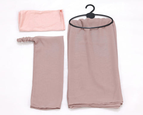 3 Pcs Hijab & Niqab Set - Nude Pink