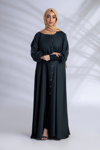 Classic Elasticated Sleeves Abaya - Emerald